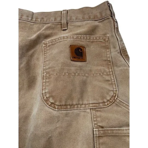 Vtg Carhartt Pants B11 Brown Canvas Dungaree Carpenter Workwear Y2K Mens 44x29 - Picture 5 of 7